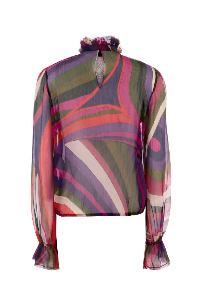 Printed Canvas Blouse Muticolor Exterior: Silk Maglie