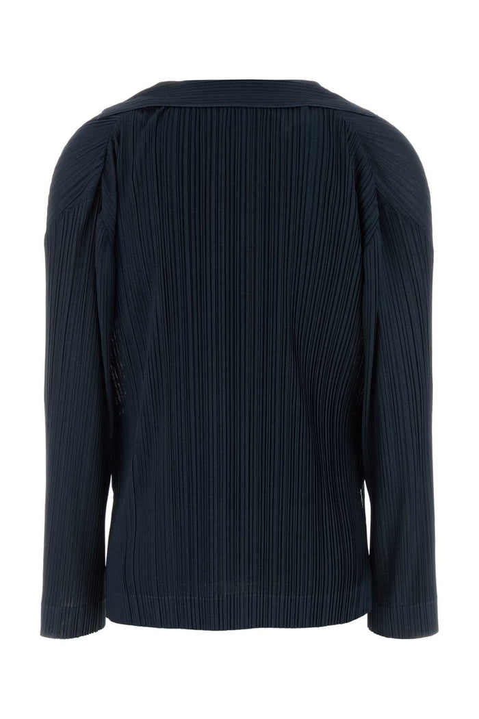 Navy Blue Jersey Blouse Blu Exterior: Polyester Maglie