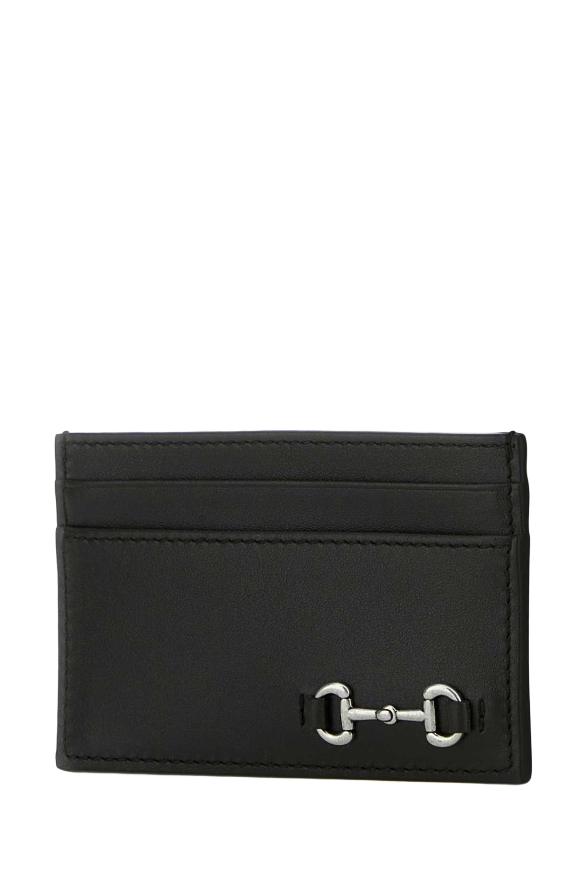 Black Leather Card Holder Nero Portafogli