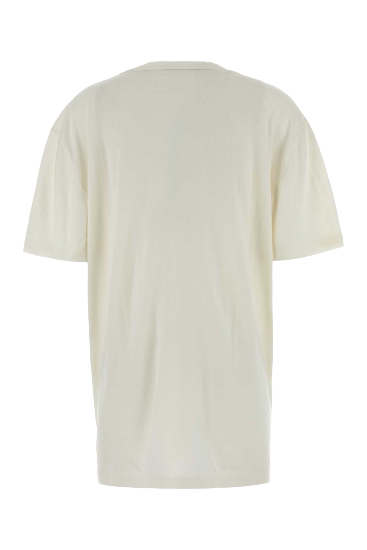White Cotton Blend Oversize T-Shirt Snow Exterior: Cashmere