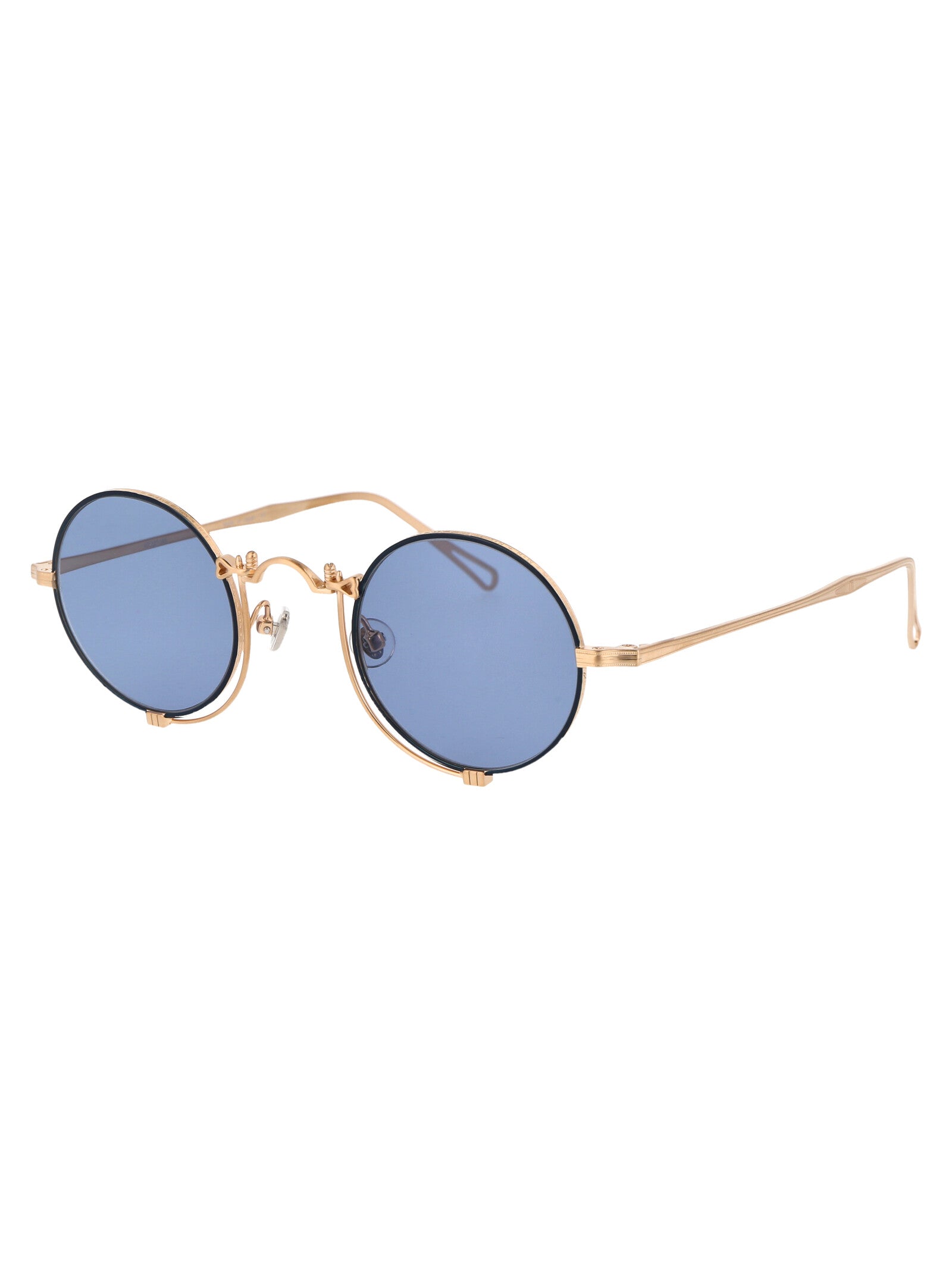Brushed Gold - Navy Cobalt Blue Metal Sunglasses