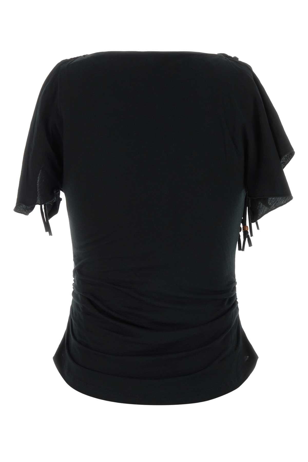 Black Cotton Jazia Top Exterior: Maglie
