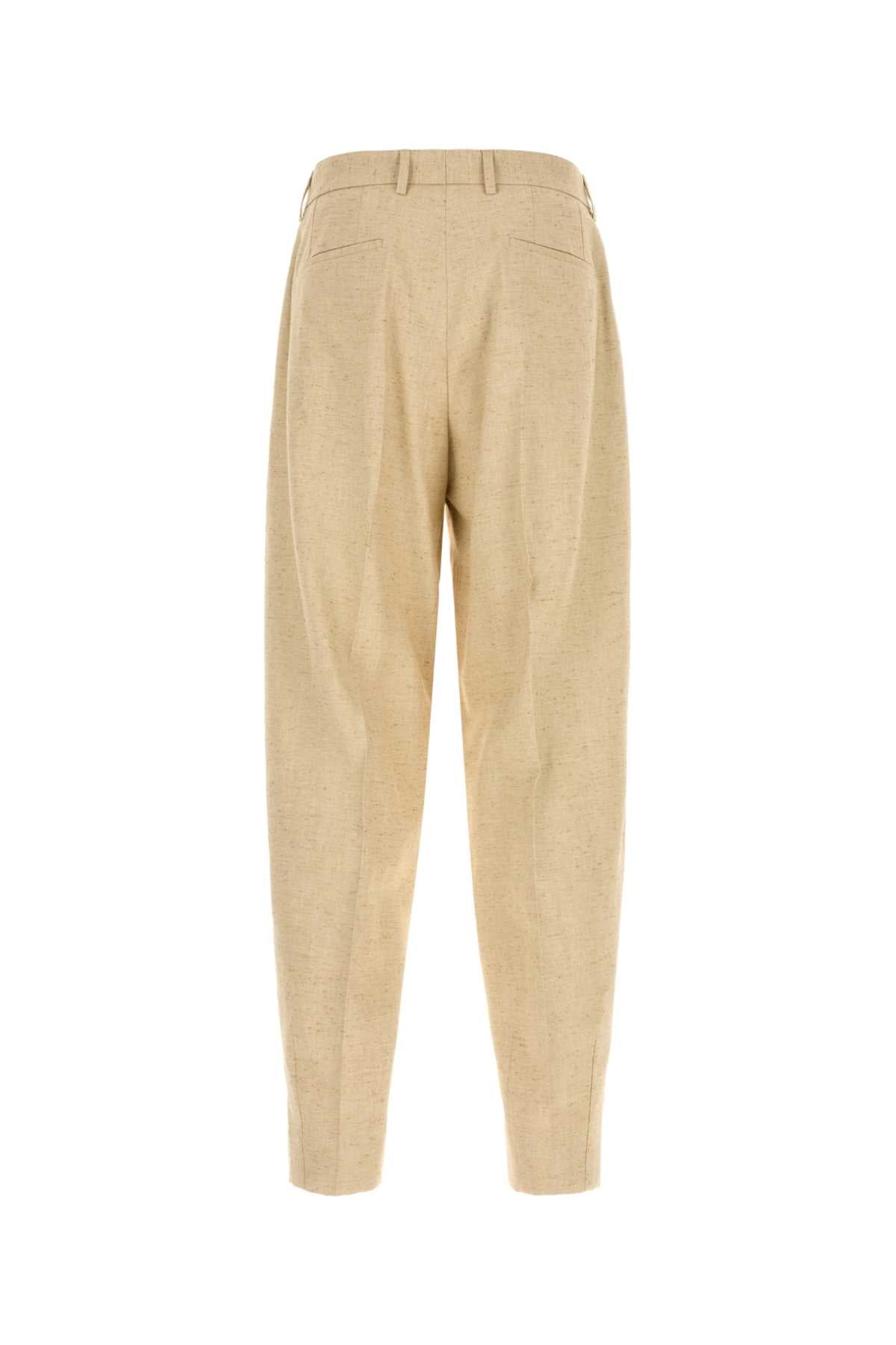Sand Tweed Wide-Leg Pant Melangebianchibeig Exterior: Hemp Silk Linen Pantaloni