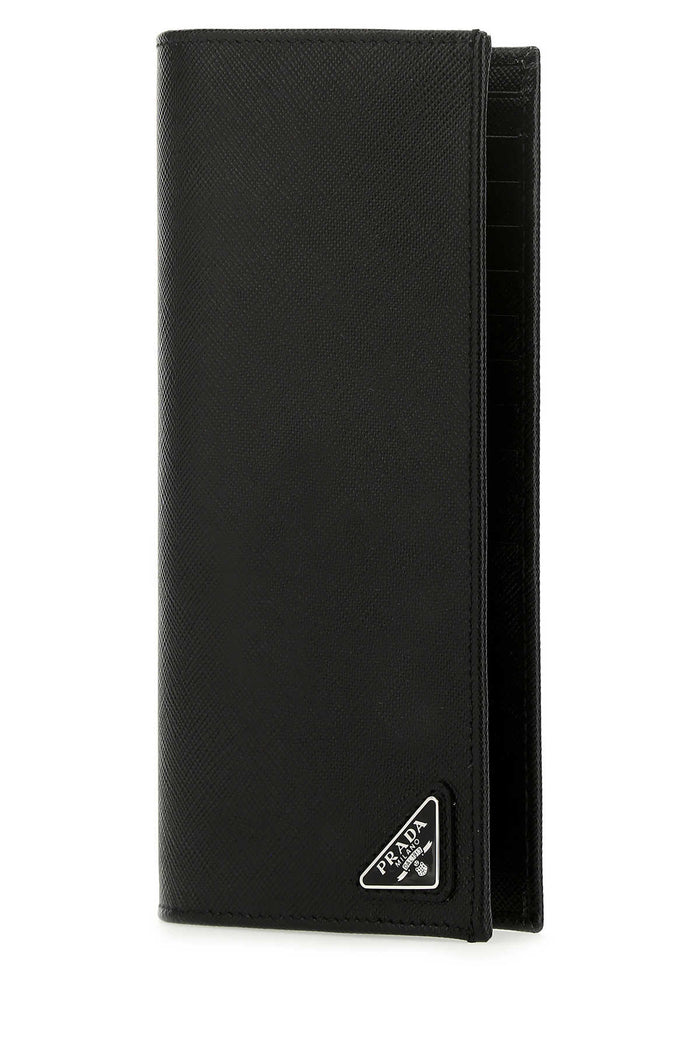 Black Leather Wallet F0002 Vitello Portafogli