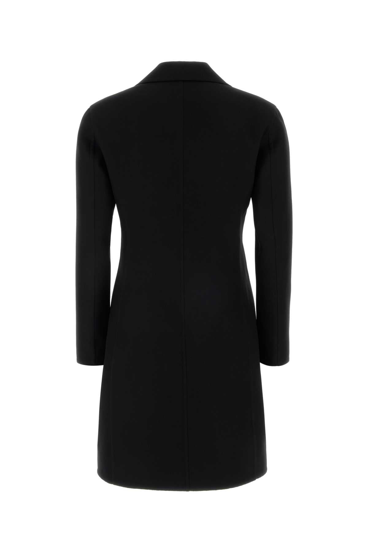 Black Twill Coat Exterior: Virgin Wool Silk Cappotti