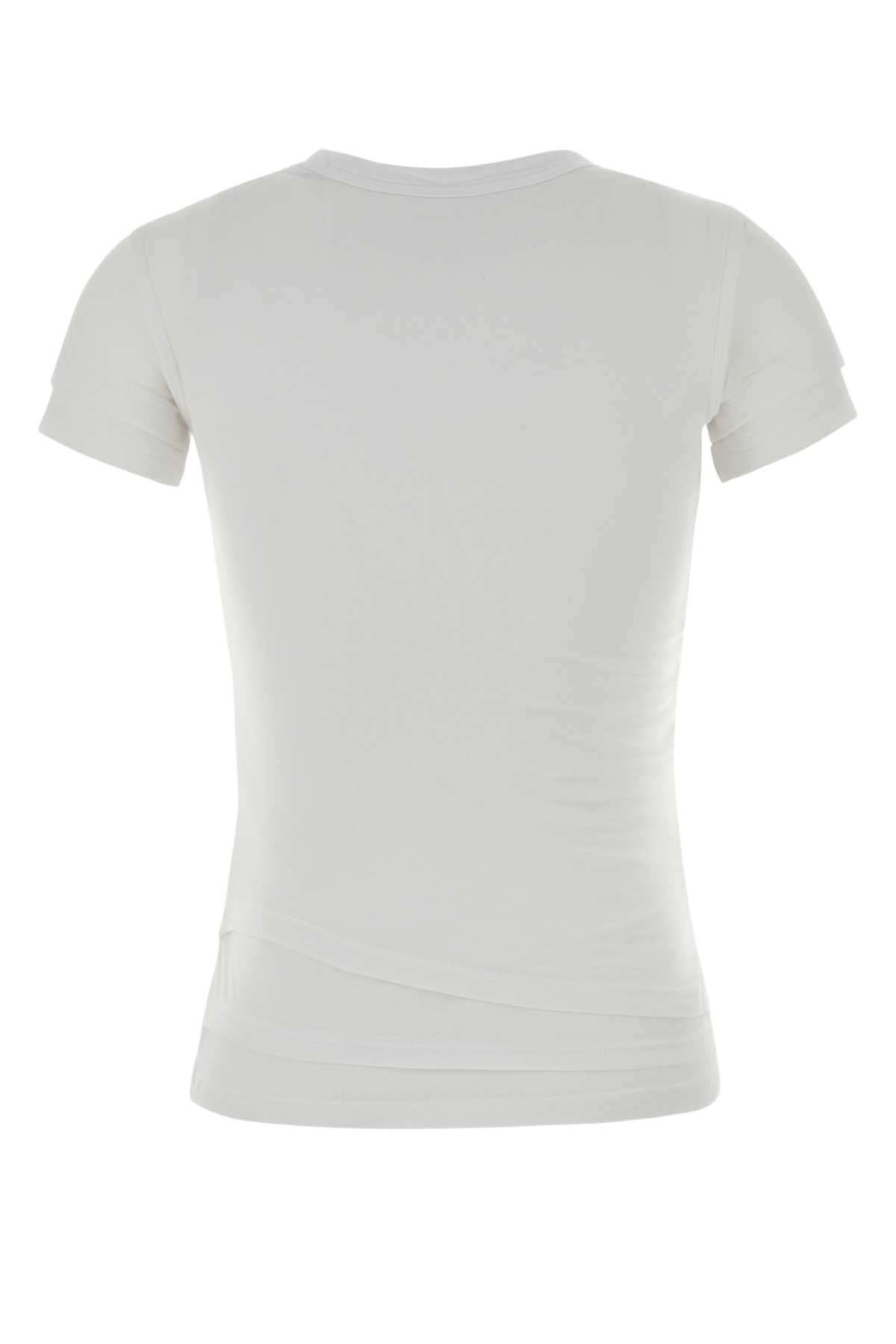 White Stretch Cotton T-Shirt Exterior: Elastane
