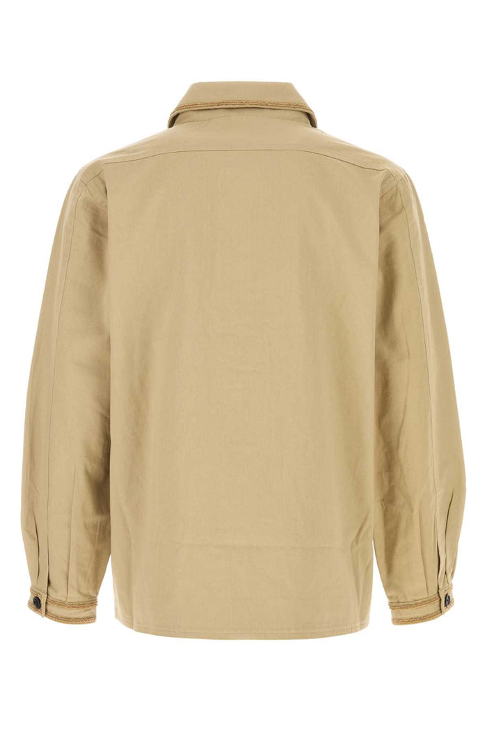 Beige Cotton Bullion Jacket Khaki Exterior: Giubbini