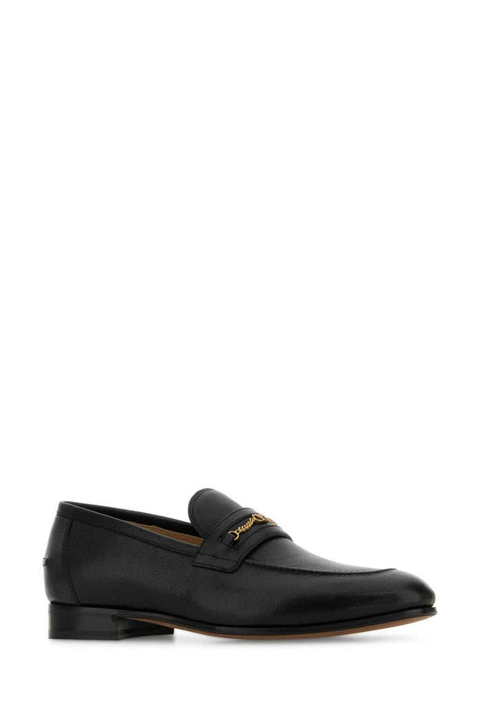 Black Leather Vlogo Signature Loafers Nero Mocassini