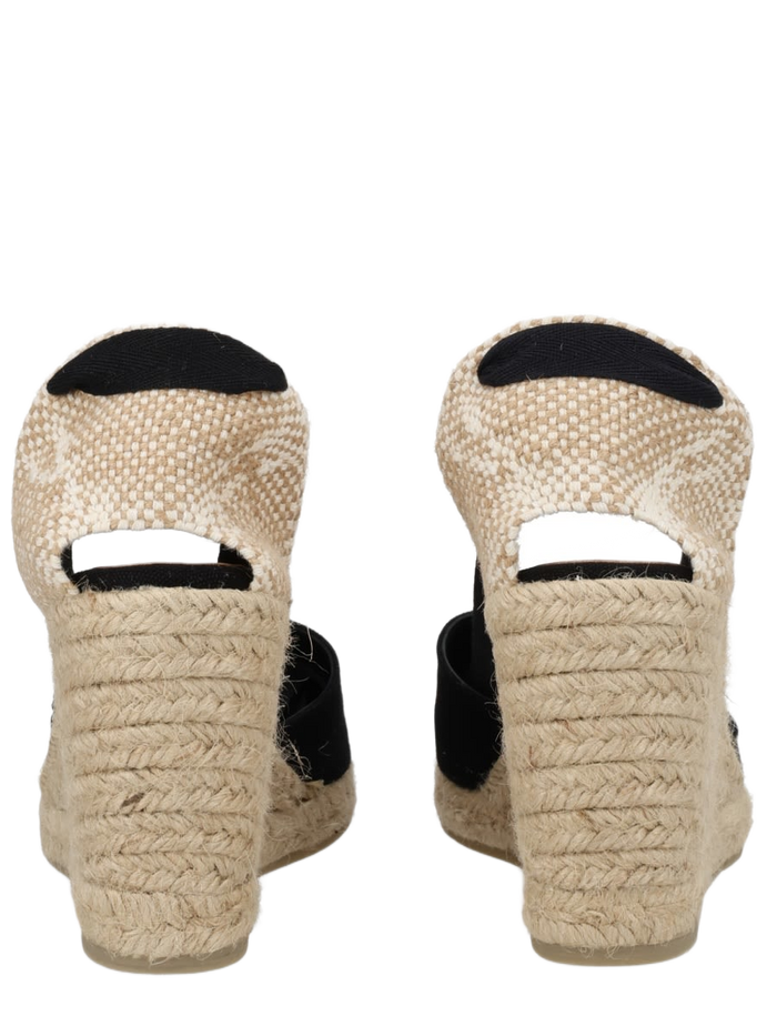 Espadrille Cute Black Cotton Wedges