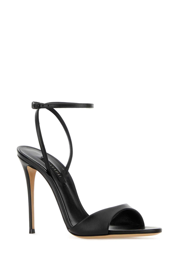 Black Leather Minorca Sandals Nero Sandali