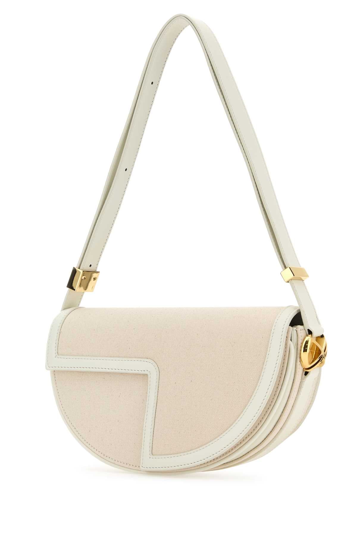 Two-Tone Canvas And Leather Le Patou Shoulder Bag Natural Borse A Mano