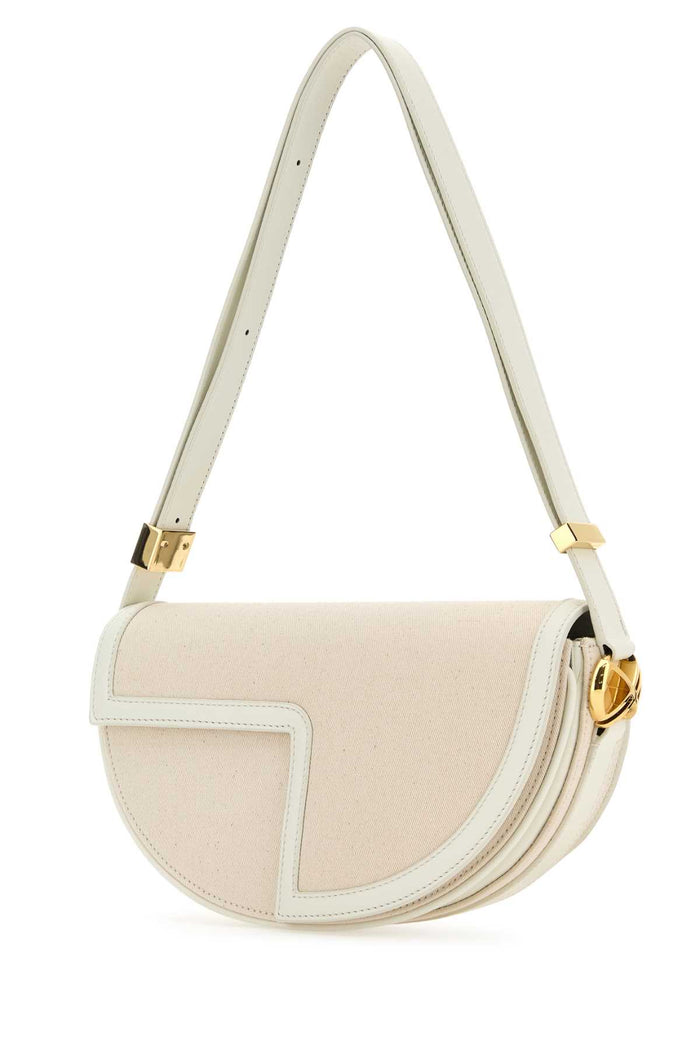 Two-Tone Canvas And Leather Le Patou Shoulder Bag Natural Borse A Mano