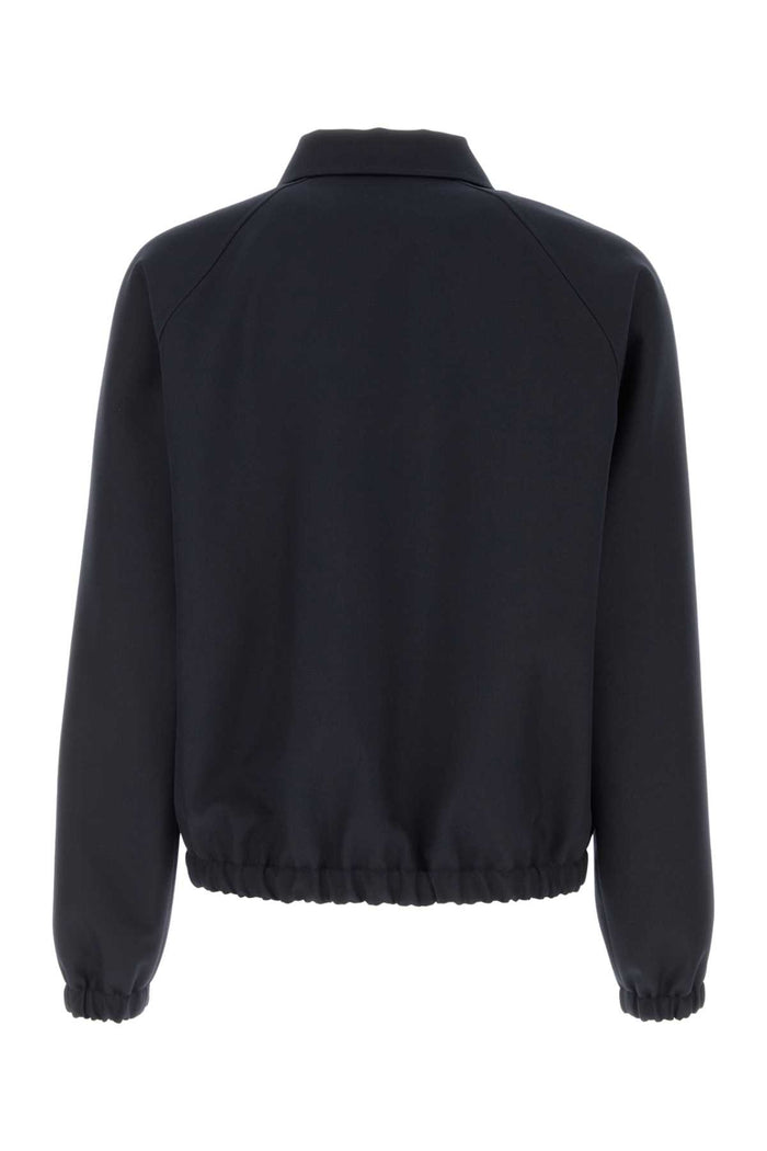 Navy Polyester Wool Giubbini