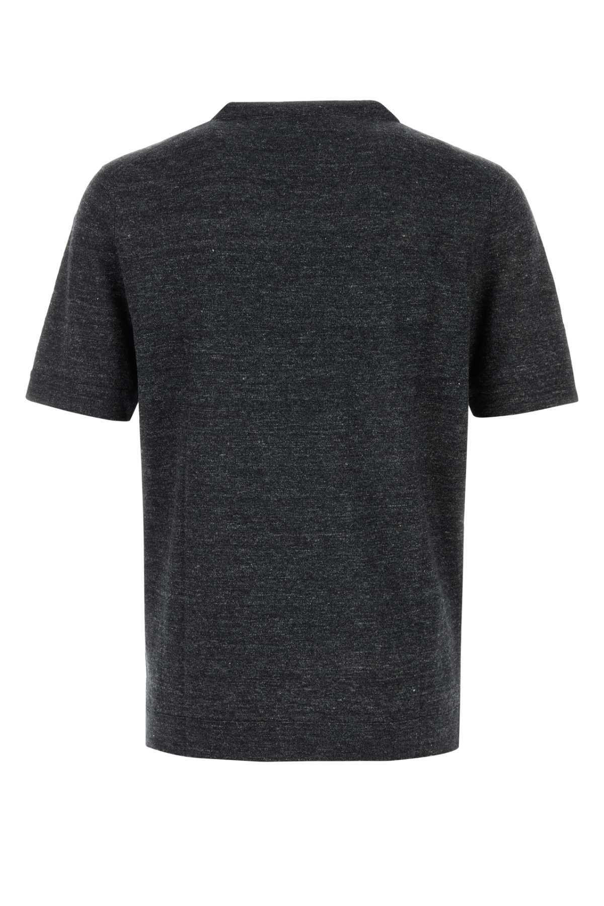 Melange Black Linen Blend Sweater Lignite Exterior: Cotton Maglieria