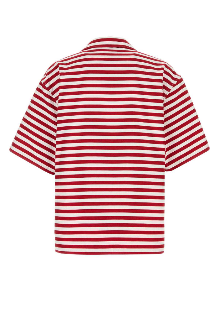 Embroidered Cotton Blend Shirt Red/white/mc Camicie