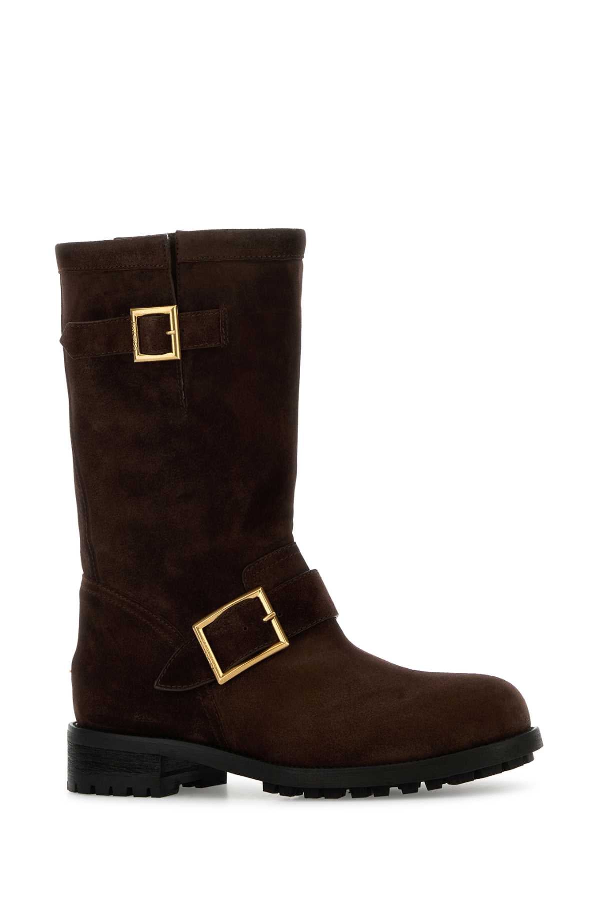 Chocolate Suede Biker Ankle Boots Stivali