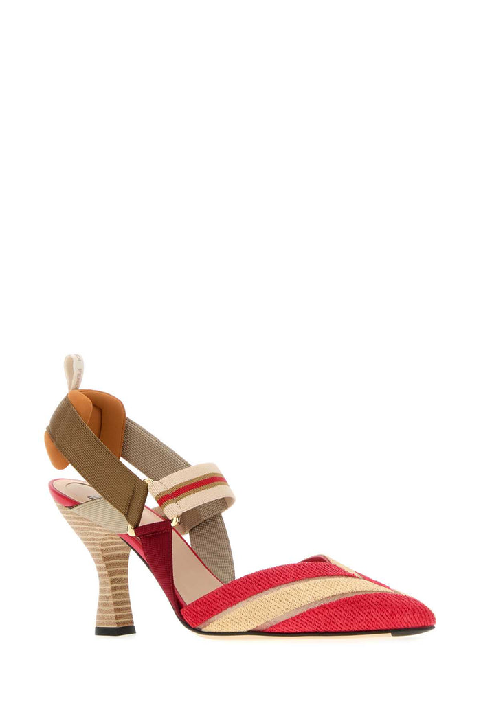 Embroidered Raffia Colibrã¬ Pumps Nudo Rafia Rubino Scarpe Con Tacco