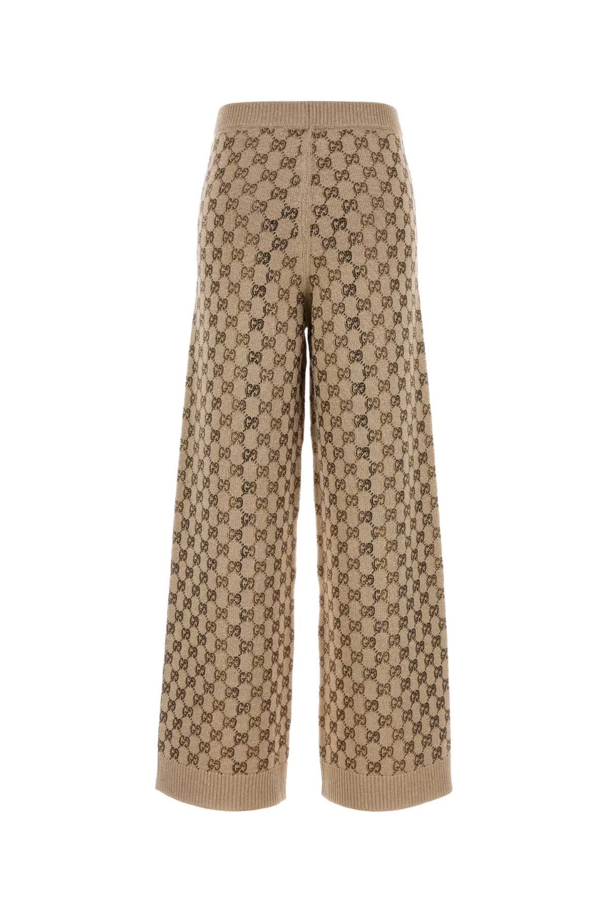 Embellished Wool Blend Joggers Goldbeigemix Pantaloni