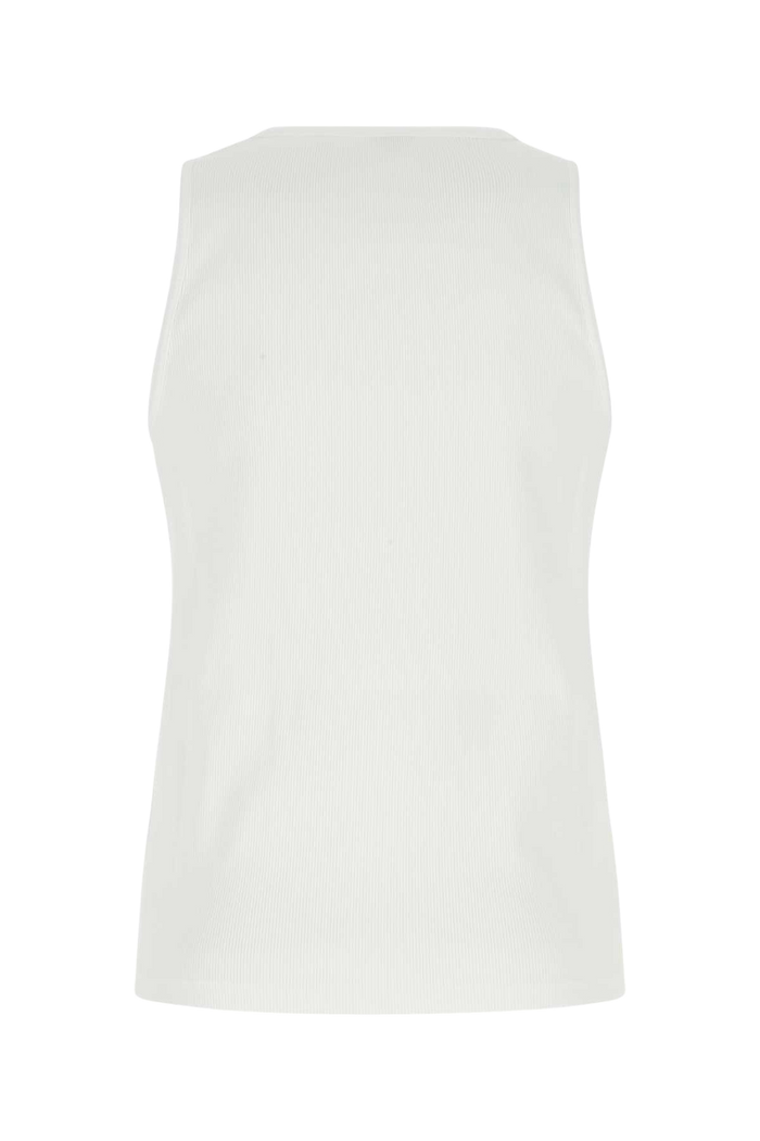 White Stretch Cotton Tank Top 9071 Exterior: Elastane T-shirt