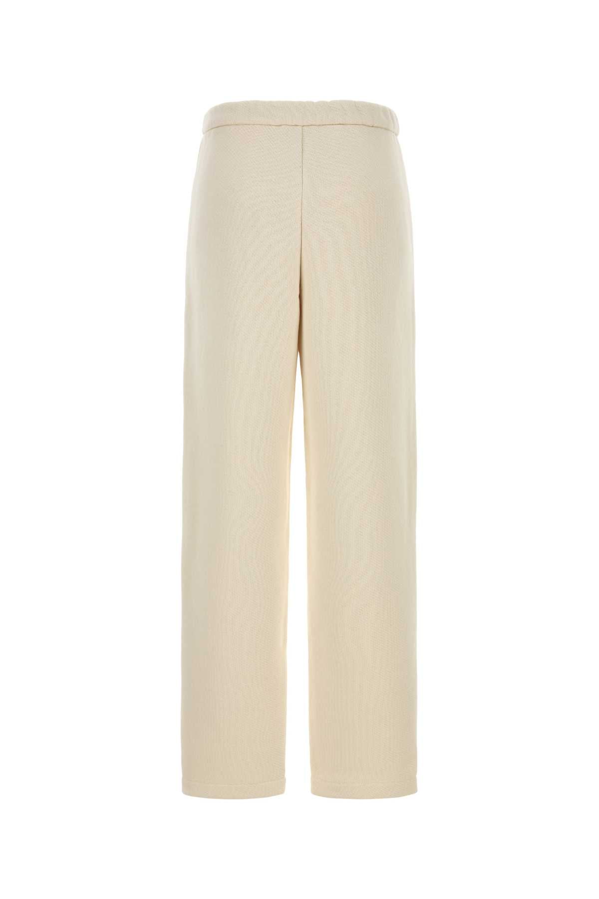 Ivory Cotton Blend Wide-Leg Dente Pant Avorio Exterior: Polyester Pantaloni