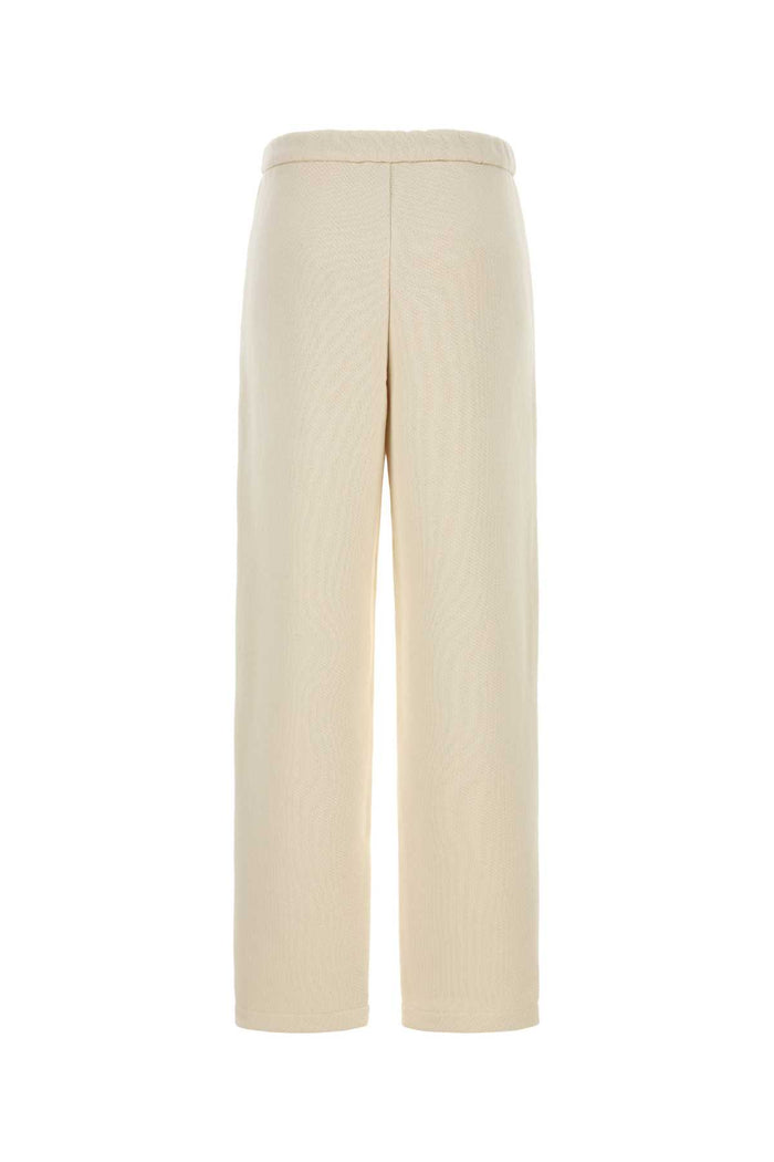 Ivory Cotton Blend Wide-Leg Dente Pant Avorio Exterior: Polyester Pantaloni