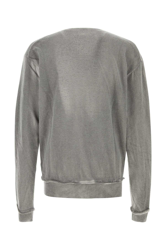 Grey Wool Cardigan Spray Dye Cherub Exterior: Merino Maglieria