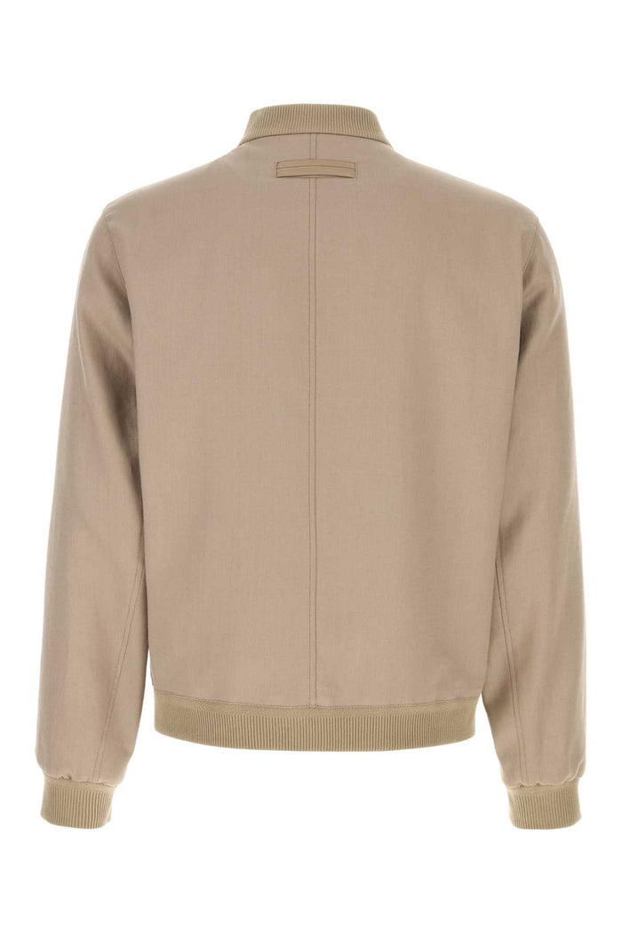 Cappuccino Linen Bomber Jacket N02r Giubbini