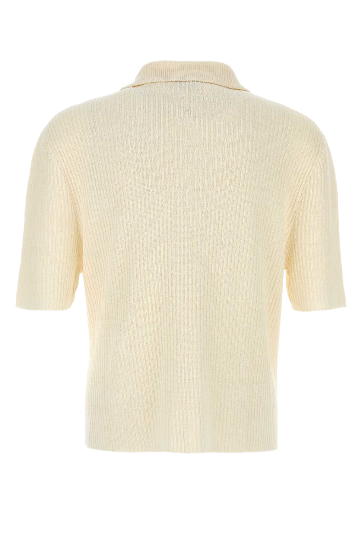 Cream Linen Napoli Polo Shirt White Exterior: Organic