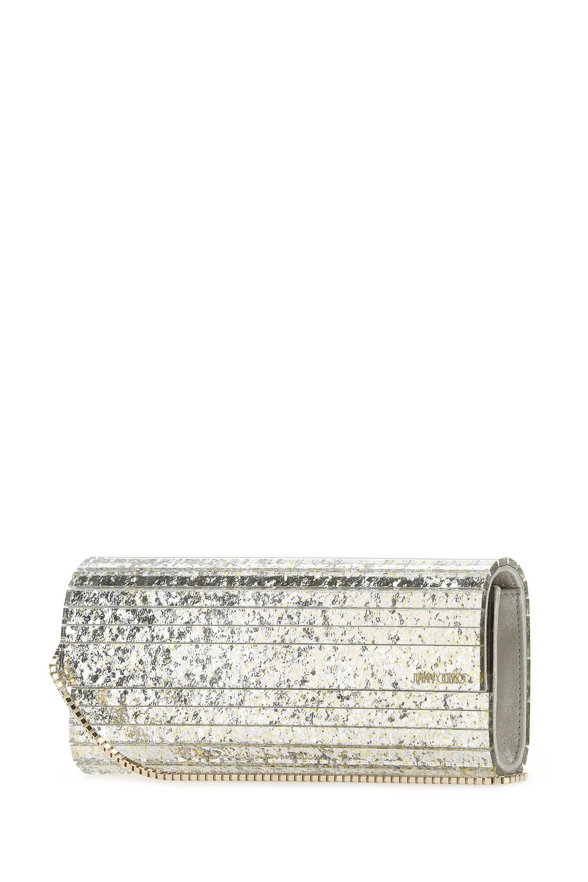 Champagne Plexy Fabric Brass Clutch
