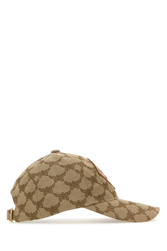 Embroidered Polyester Blend Baseball Cap Beige Cappelli