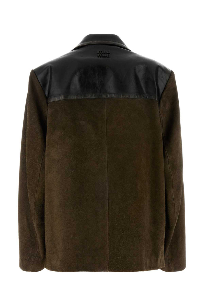 Bottle Green Suede Jacket Fango Giacche E Gilet