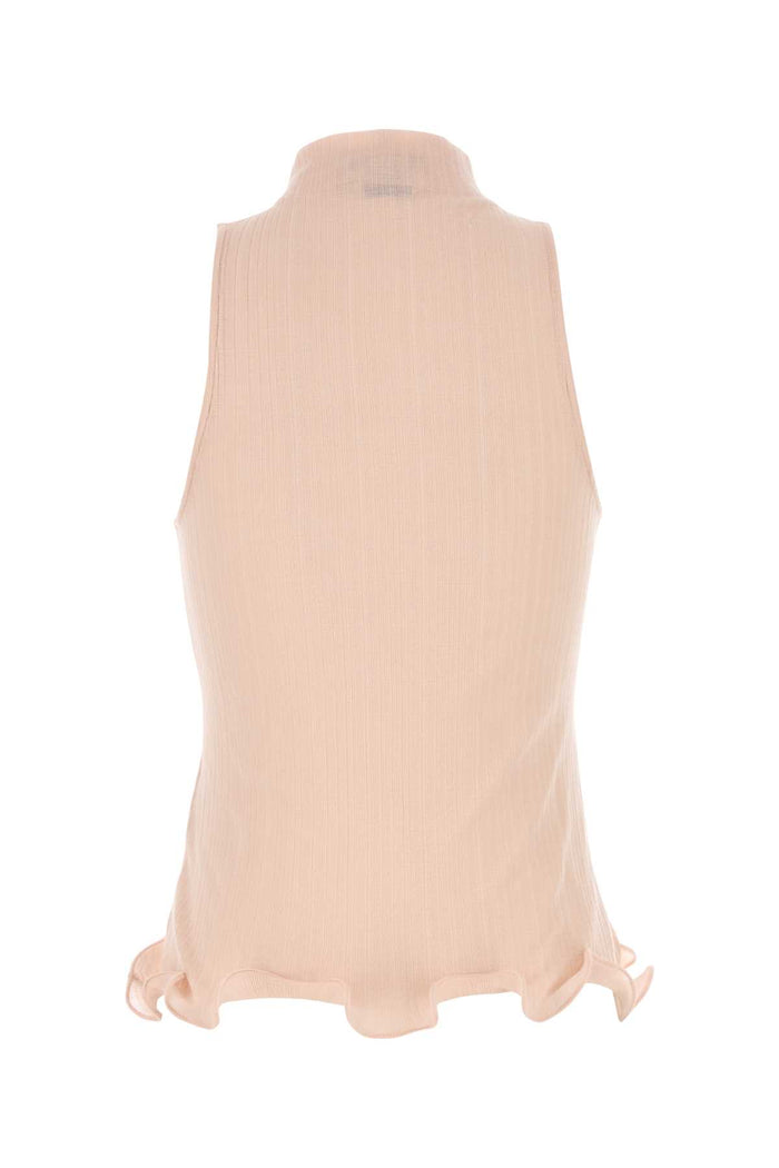 Light Pink Cotton Tank Top Pale Rose-25 Exterior: Maglie