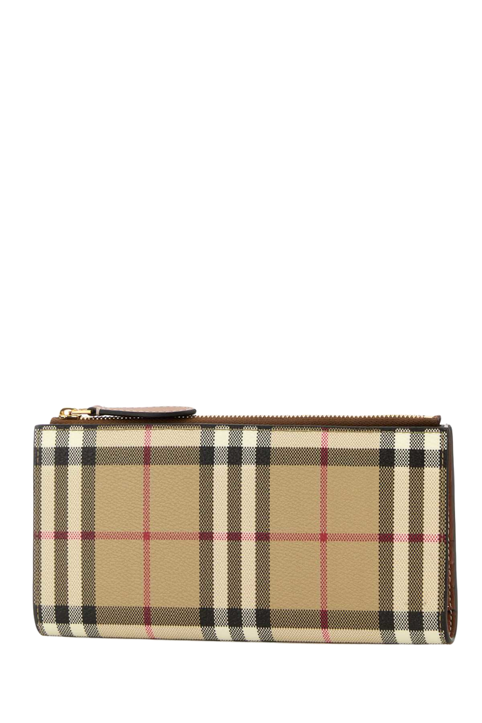 Printed Canvas Wallet Vntgchkbriarbrown Polyurethane Polyester Cotton Portafogli