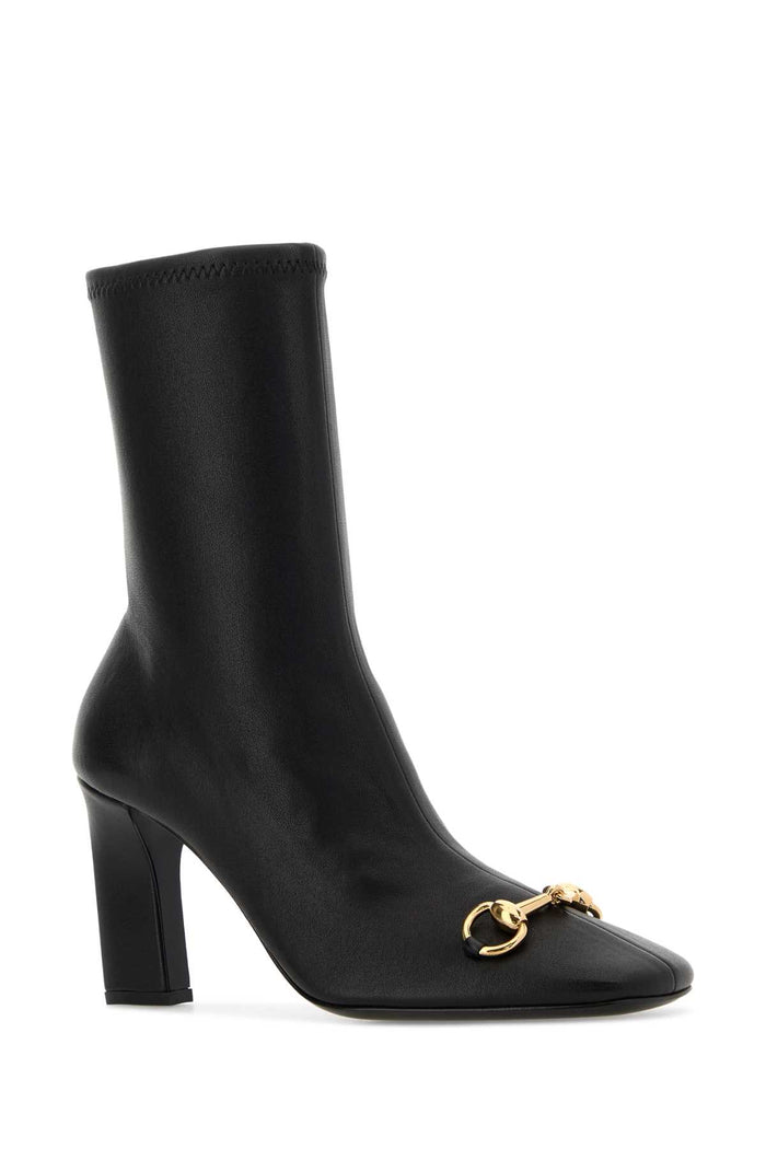 Black Leather Signora Ankle Boots Blackblack Stivali