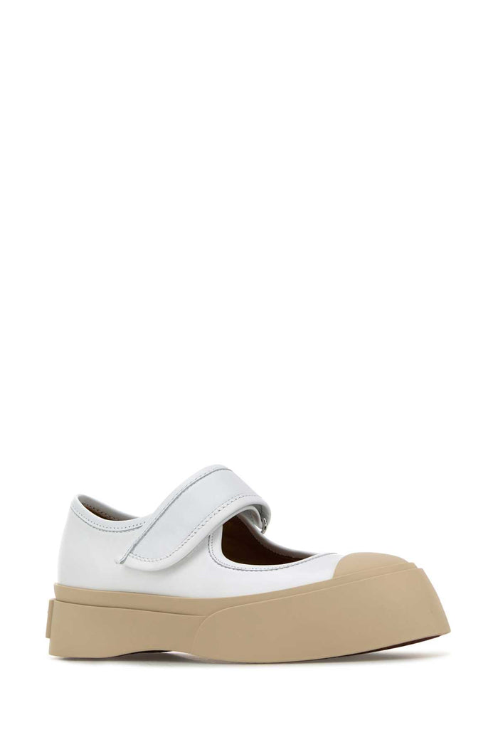 White Leather Mary Jane Sneakers Lilywhite