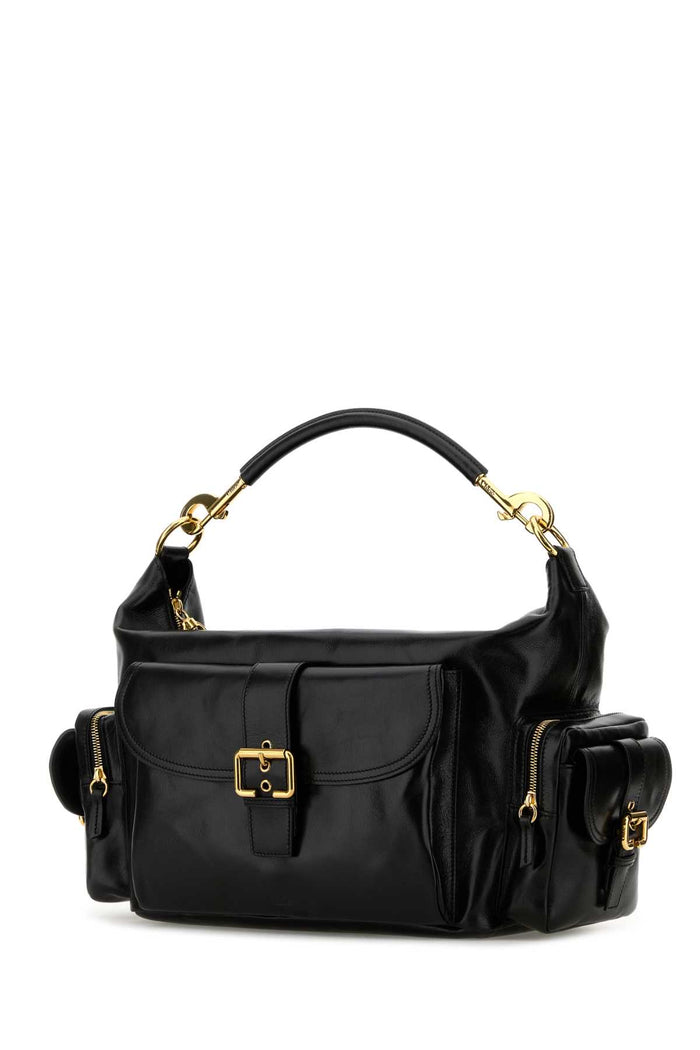 Black Leather Large Shopping Bag Borse A Mano