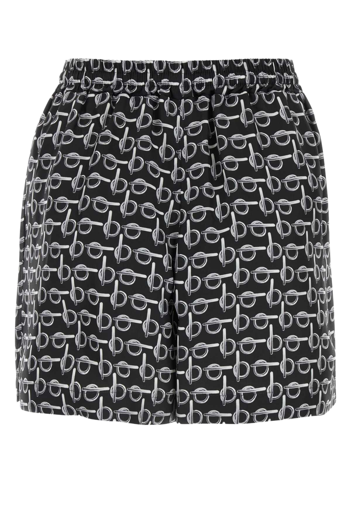 Printed Silk Shorts Silverblack Exterior
