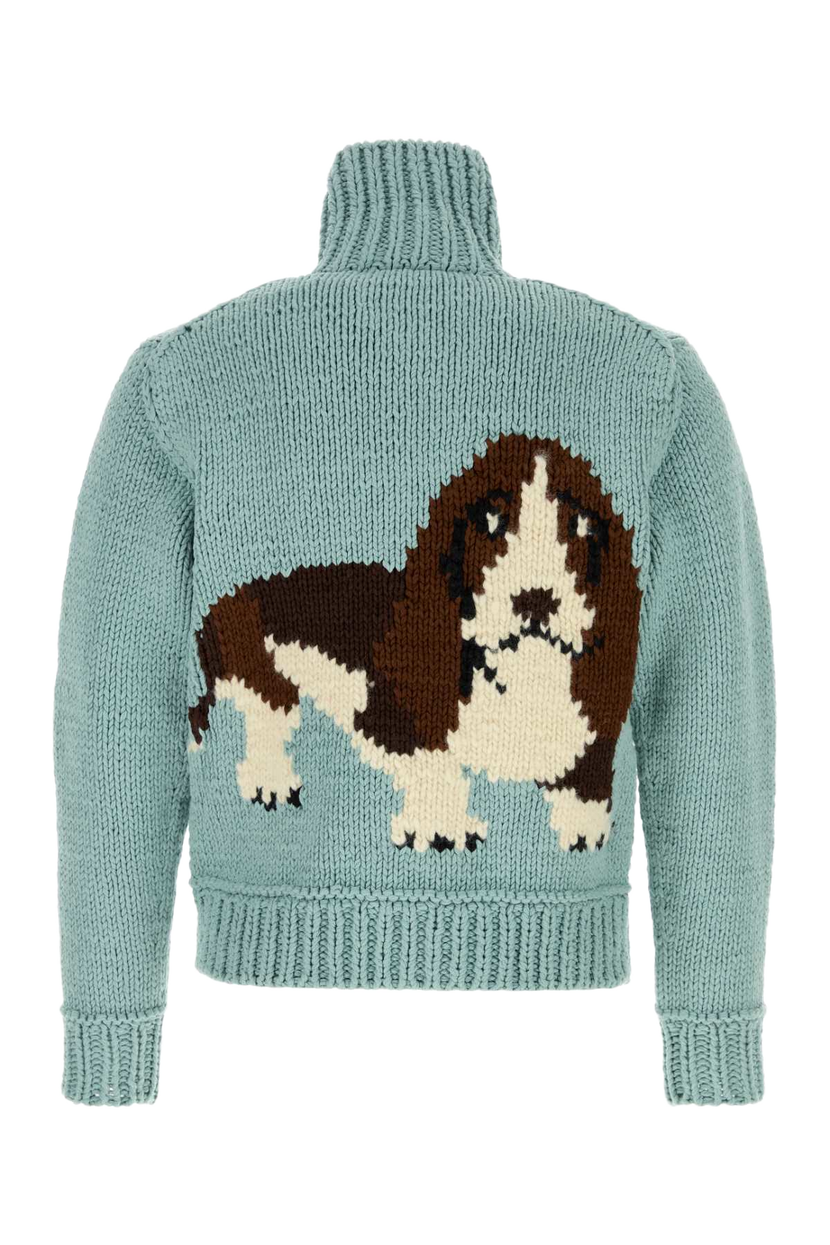 Light-Blue Cotton Blend Cardigan Saxeblue Exterior: Wool Felpe