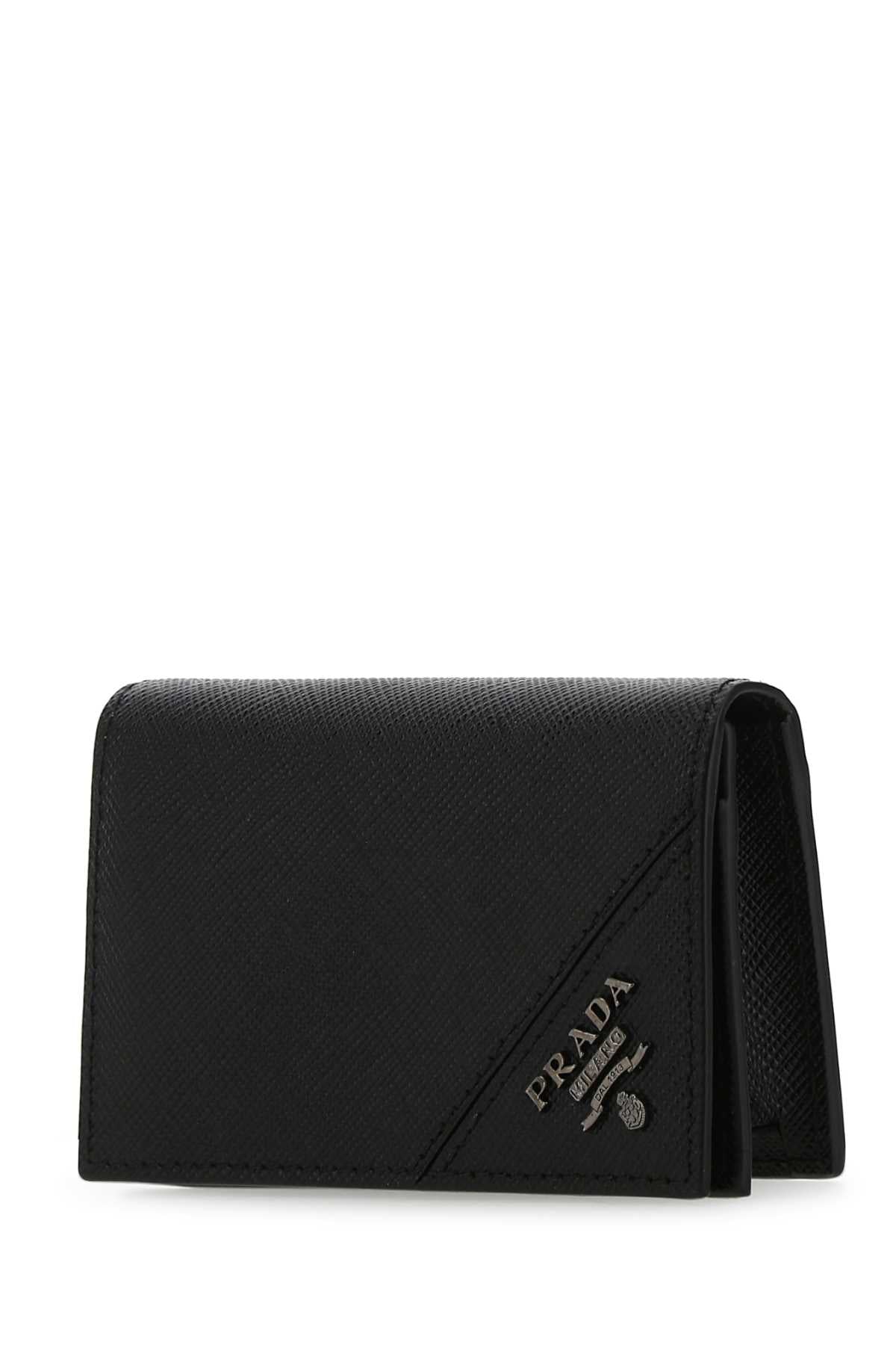 Black Leather Card Holder F0002 Vitello Portafogli