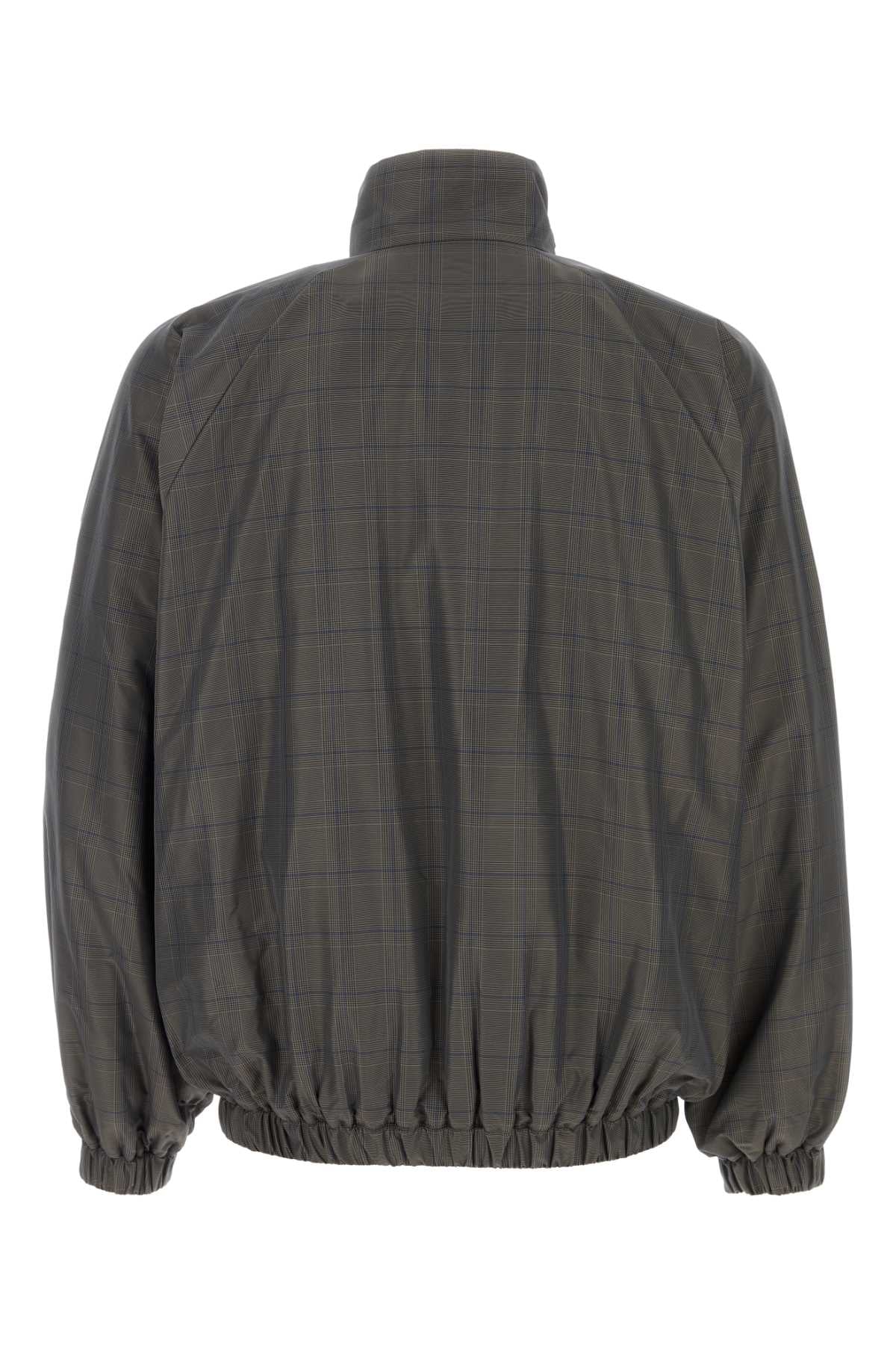 Embroidered Nylon Jacket Grey/blue Giubbini
