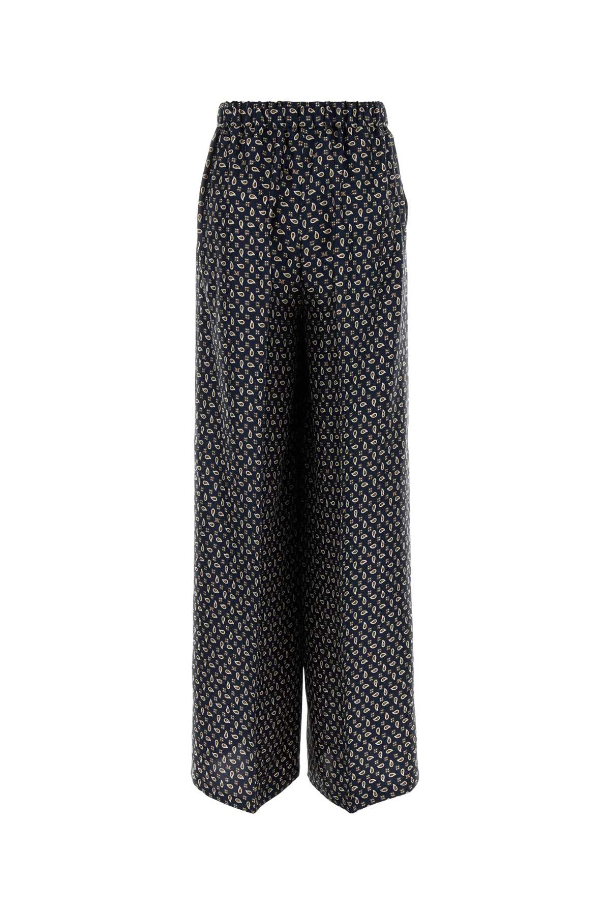 Printed Silk Vischio Pant Blue Exterior: Pantaloni