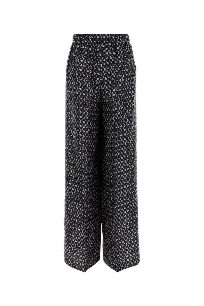 Printed Silk Vischio Pant Blue Exterior: Pantaloni
