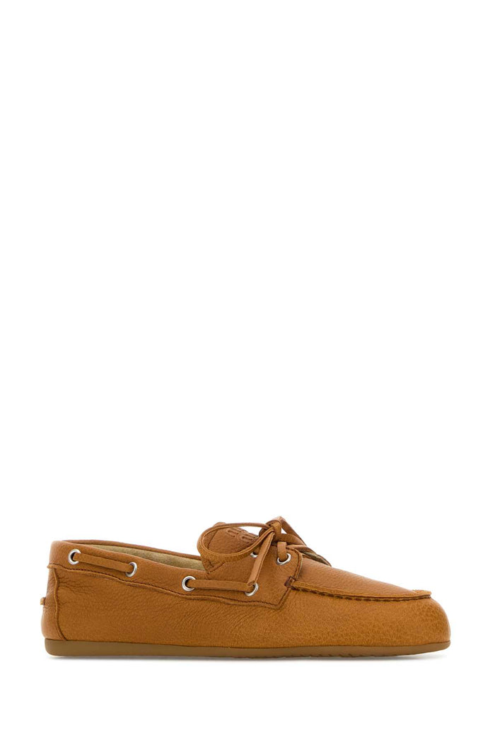 Orange Leather Loafers Ambra Mocassini