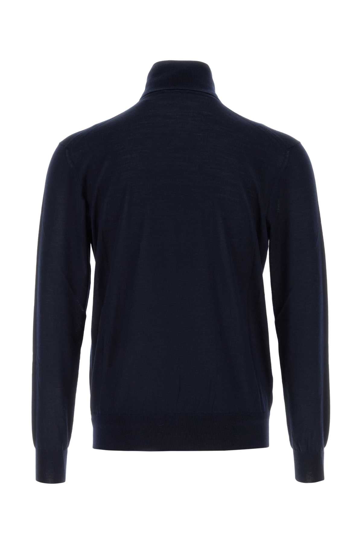Navy Blue Cashmere Blend Sweater Bleunuit Exterior: Wool Silk Maglie