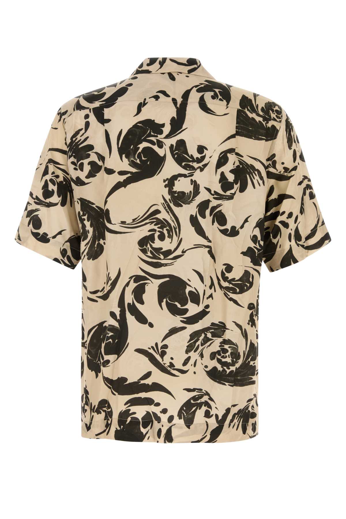 Printed Viscose Carltone Shirt Black Exterior: Camicie