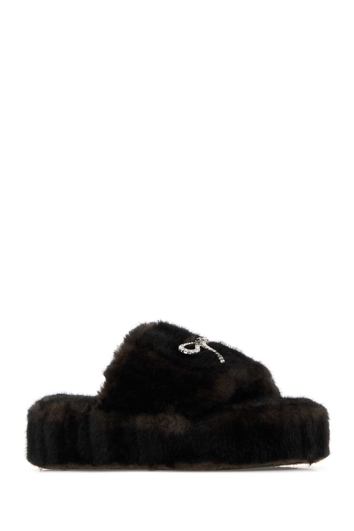Brown/silver/crystal Slippers