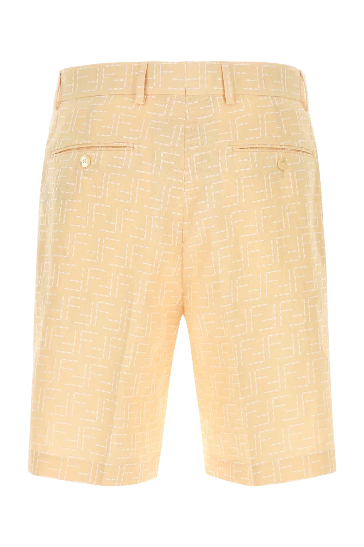 Cream Linen Blend Bermuda Shorts Butter Exterior: Cotton