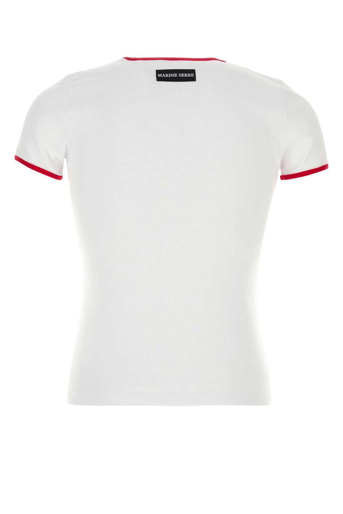 White Cotton T-Shirt Wh17whitered Exterior: Organic