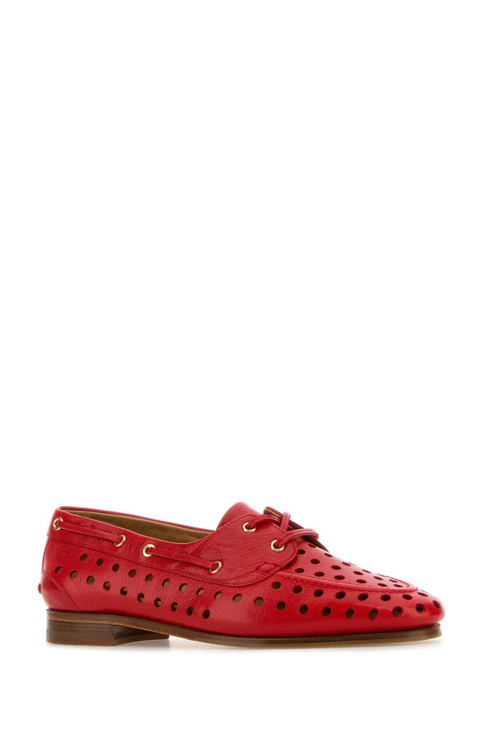 Red Leather Party Lace-Up Shoes Swissred24 Mocassini