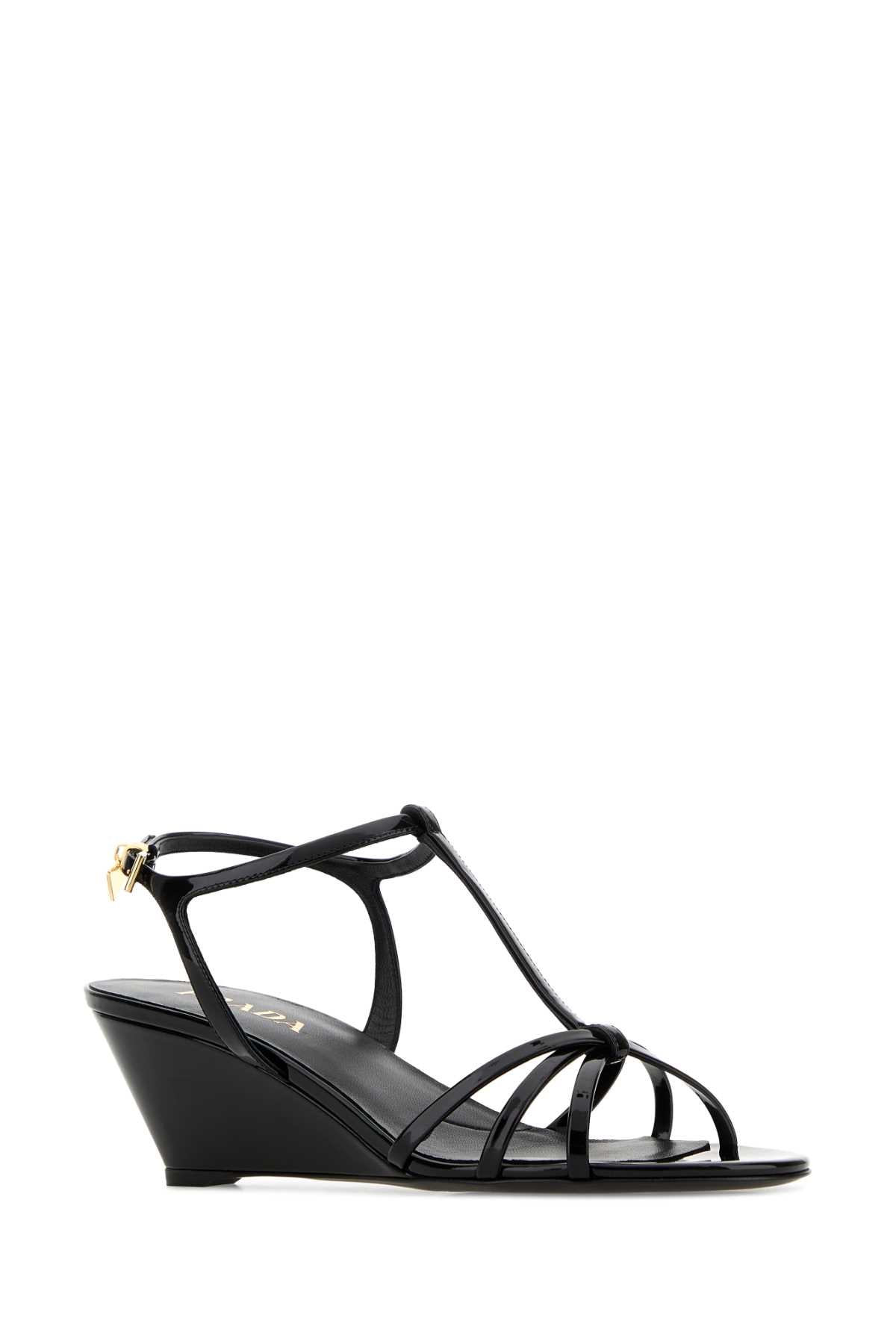 Black Leather Sandals Nero Sandali